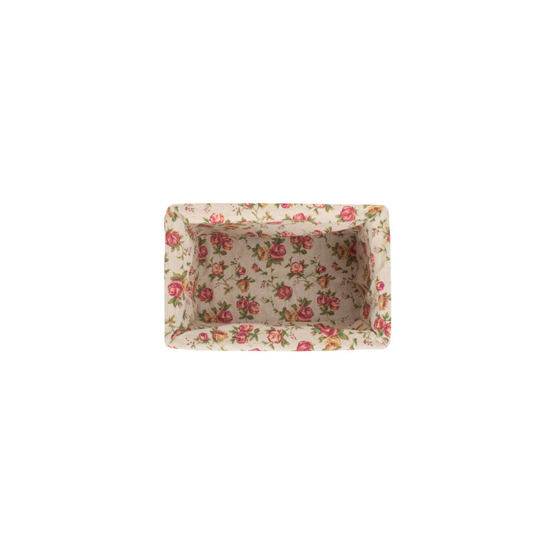 Garden Rose Lined Storage Wicker Basket, 17cm H x 32cm W x 20cm D