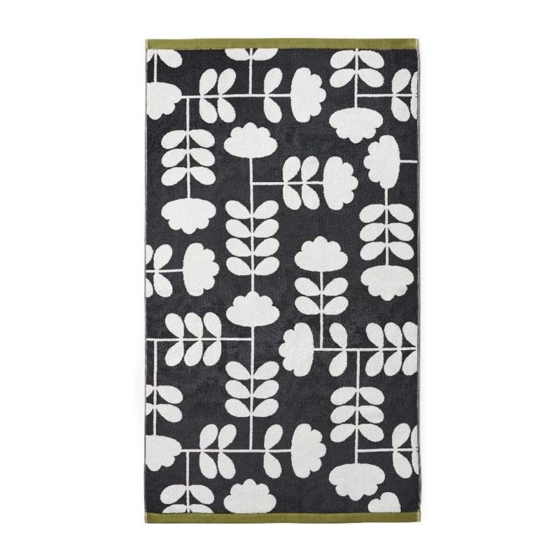 Cut Stem Moss/Charcoal 100X150Cm Bath Sheet, 70cm x 125cm, Black