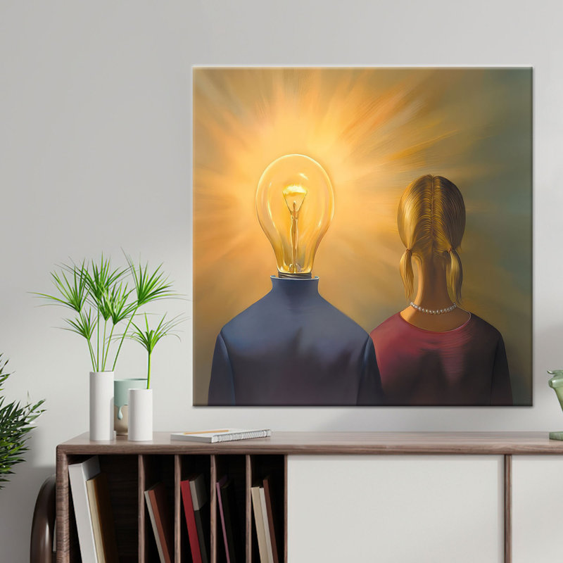 Art mural en verre sur mesure de la tête de l'ampoule, œuvre d'art sur toile 1p, H: 39,4 po x l: 39,4 po