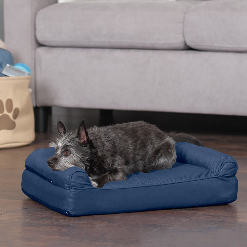 Medium Navy Orthopedic Quilted Foam Pet Sofa Bed