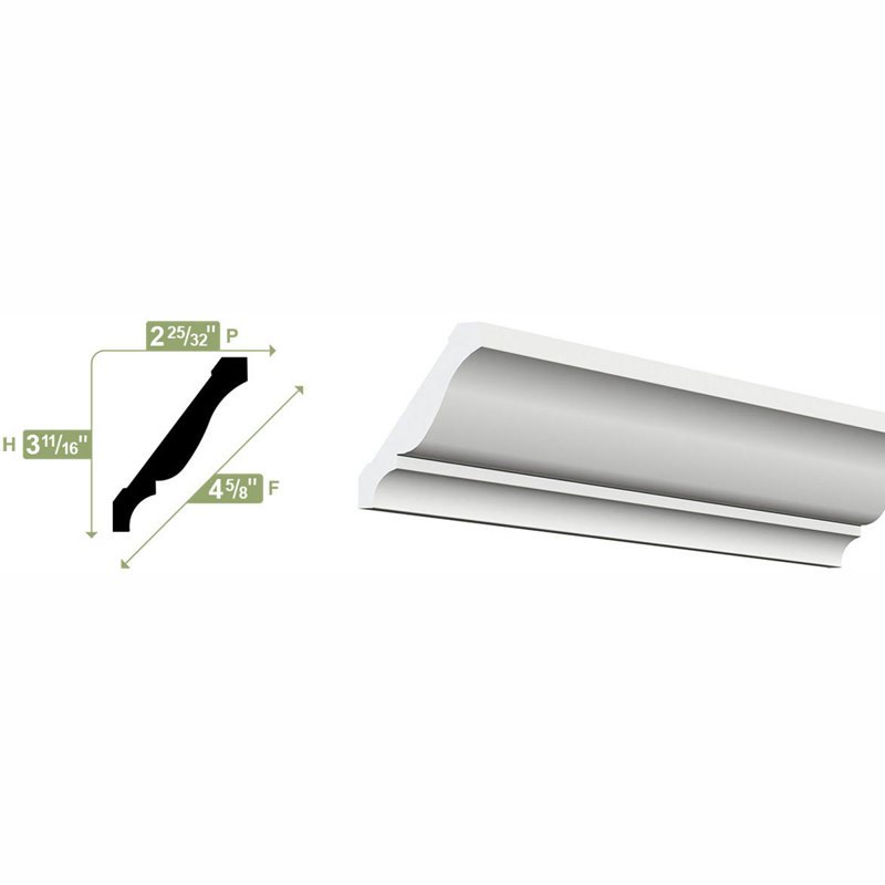 Moulure couronnée H 3 5/8 po x l 96 po x P 2 3/4 po