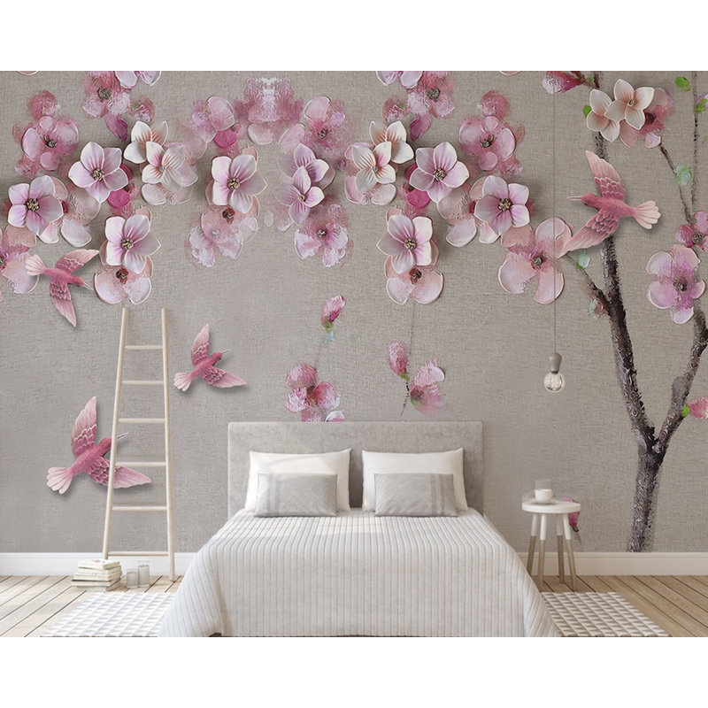 Papier peint fleur de cerisier 3D, L 75 po x l 112 po