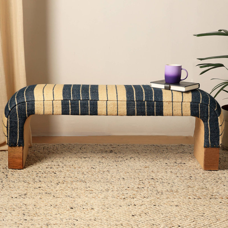 Linen Blend Upholstered Bench