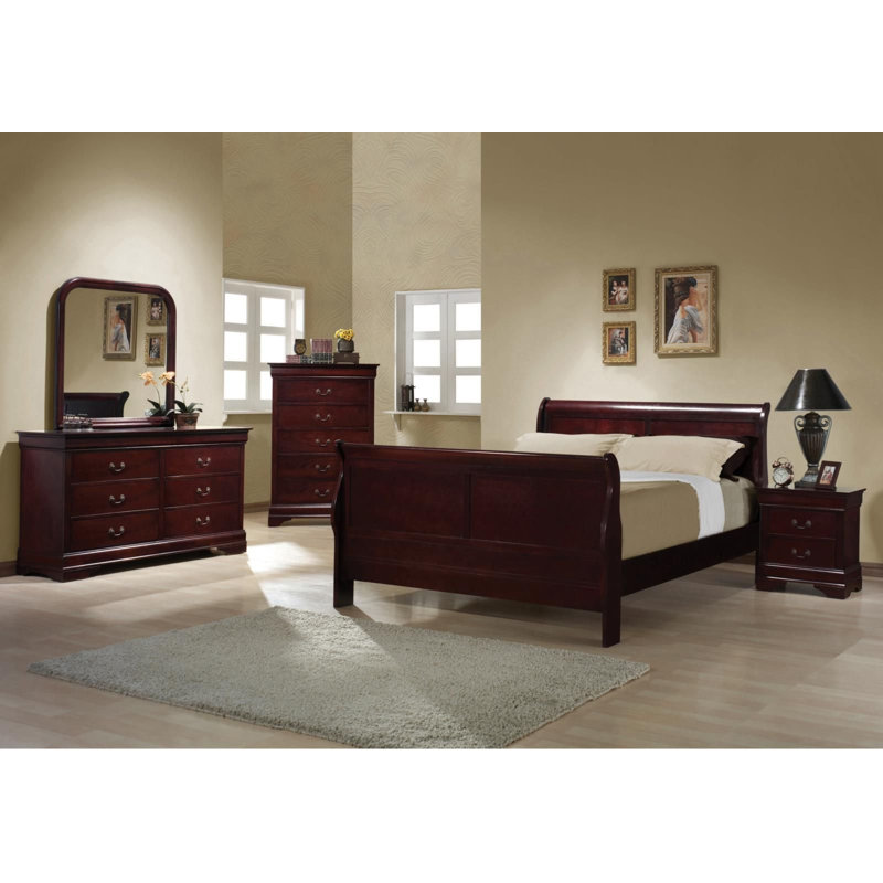 Ensemble de chambre à coucher avec lit-bateau Jeanine_4 pièces, Complète, Blanc