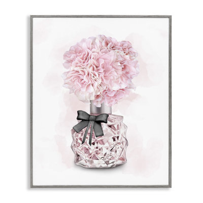 Pink Flower Perfume Bouquet Gray Framed Giclee Art by Ziwei Li