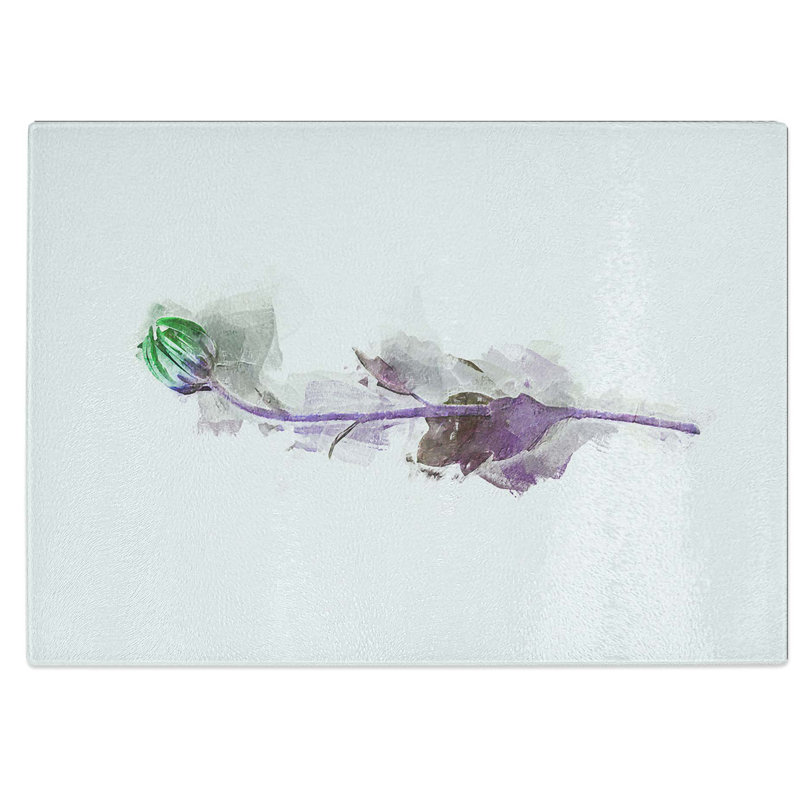 Tempered Glass a Single Flower Chopping Board, 39 cm W x 28.5 cm L