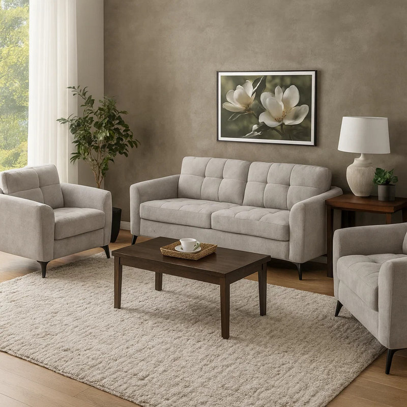 Canapé en velours à accoudoirs roulés 79 po, Velours gris clair