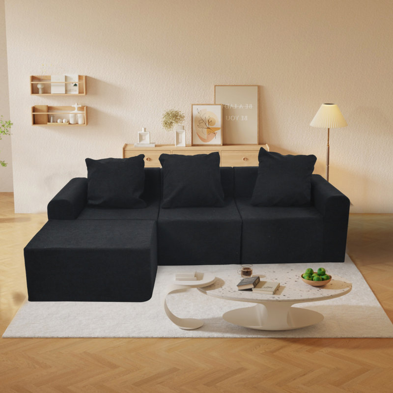 Canapé modulaire convertible convertible en microfibre