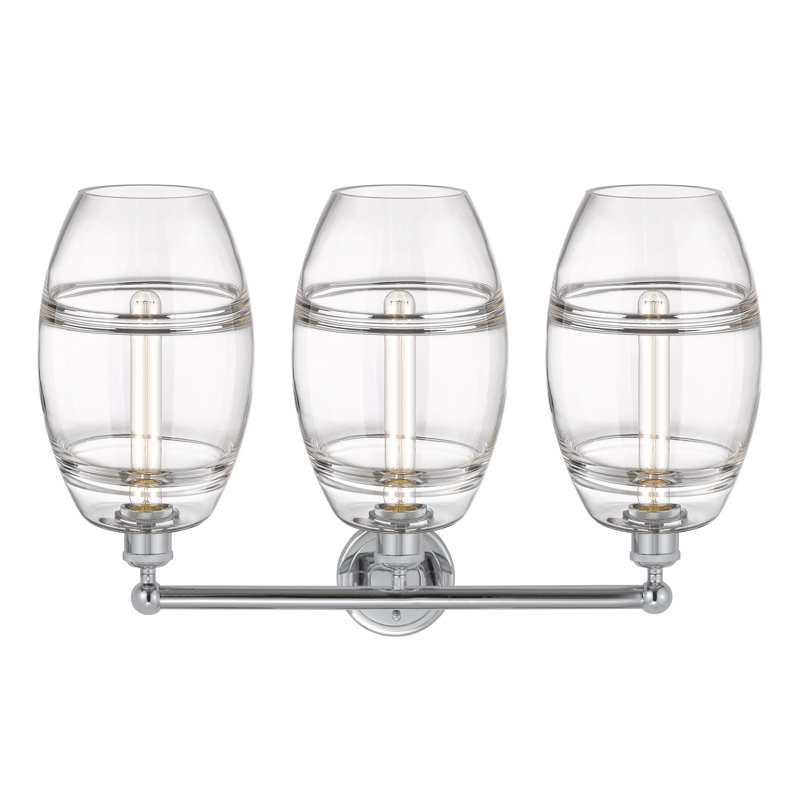 Éclairage pour meuble-lavabo à 3 lumières à intensité variable Kusham, Chrome poli, Transparent