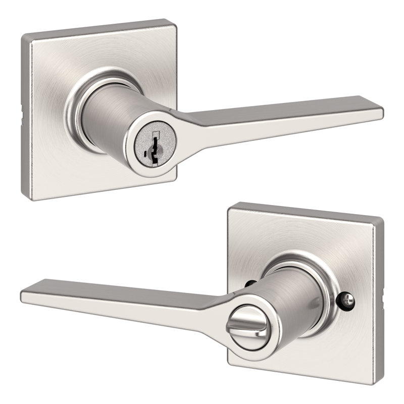 Levier de porte à clé Hollis avec rosette Hollis et SmartKey Hollis, Nickel satiné