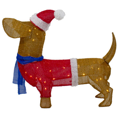 26" LED Lighted Dachshund Dog Outdoor Christmas Decoration