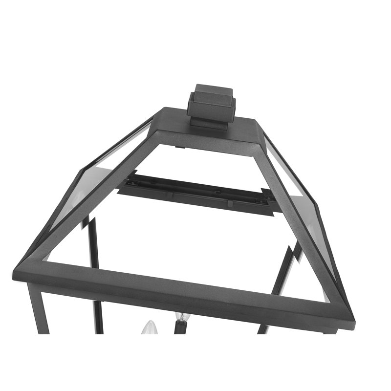 Bien-Aime Clear Beveled Lamp Post (Full), Black, Beveled, 116.75" H x 19.5" W x 19.5" D