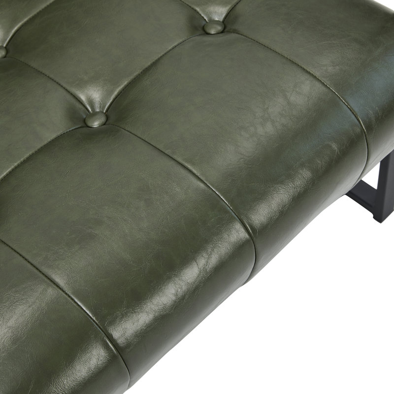 Fauteuil capitonné l 29,5 po, Similicuir vert forêt