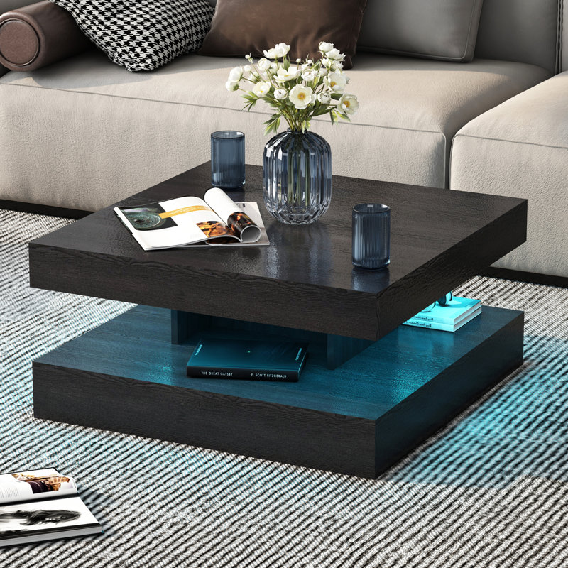 LED Coffee Table with Storage Modern