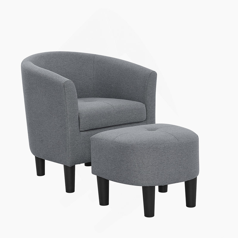 Fauteuil demi-tonneau de 25,5 po en polyester avec repose-pieds
