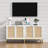 Rattan Cabinet, Sideboard Buffet Storage Cabinet With 2 Doors Kitchen Sideboard Furniture With Natural Rattan, White