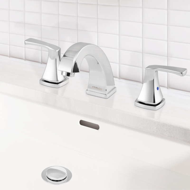 Widespread 2-handle Bathroom Faucet with Drain Assembly, Polished Chrome