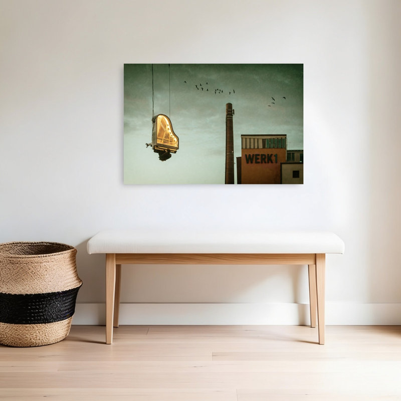 Flying Industrial Piano Abstract Industrial Bird Architecture City Wall Art Print by Roswitha Schleicher-Schwarz - Print