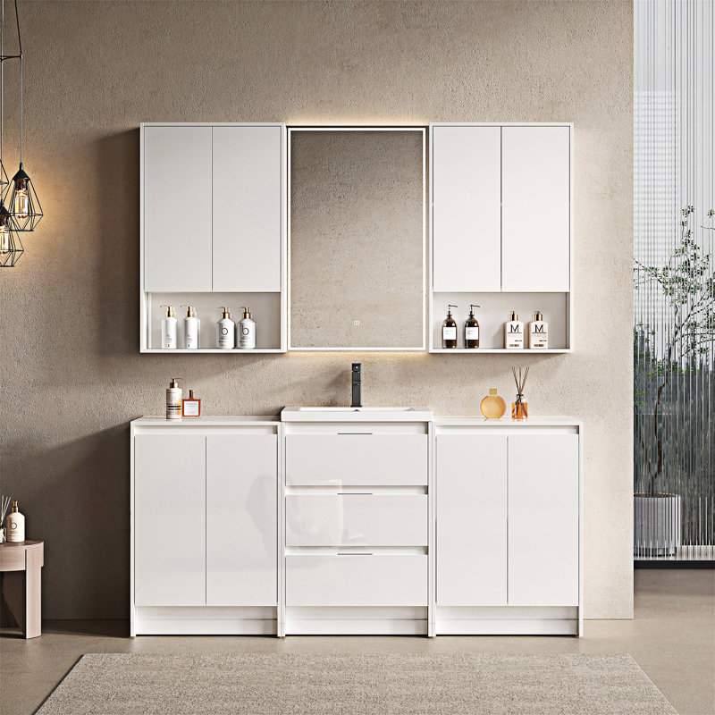 Meuble-lavabo autoportant avec lavabo en résine