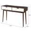 Classeur Mid-Century moderne et blanc avec console à 2 tiroirs et pieds en bois, pour le rangement dans l'espace de vie