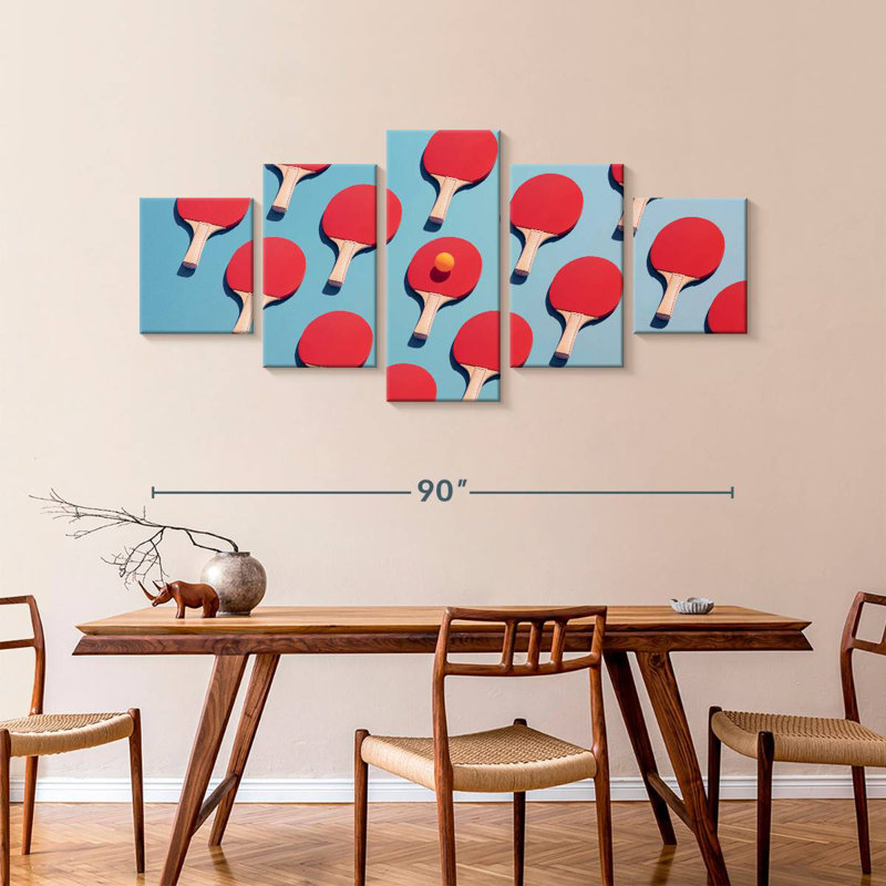 Raquettes et balle de ping-pong, H 42 po x l 92 po