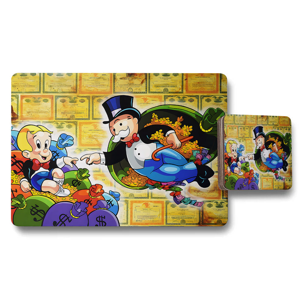 Cartoon Money Bag Theme Placemat And Coaster Set For Kids And Adults