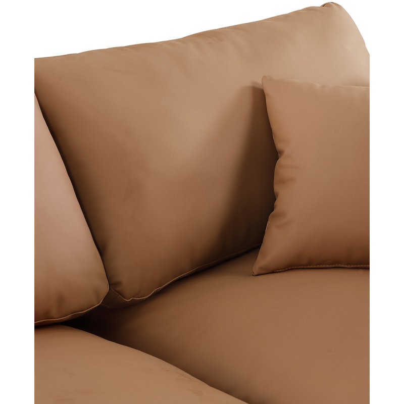 Canapé modulaire en similicuir 160 po, Cuir cognac végétalien