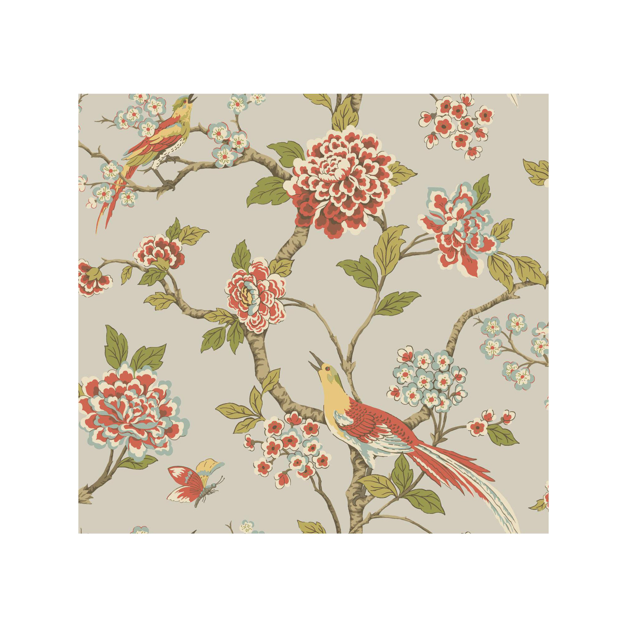 Ashford Toiles Wallpaper, Shiny Silver