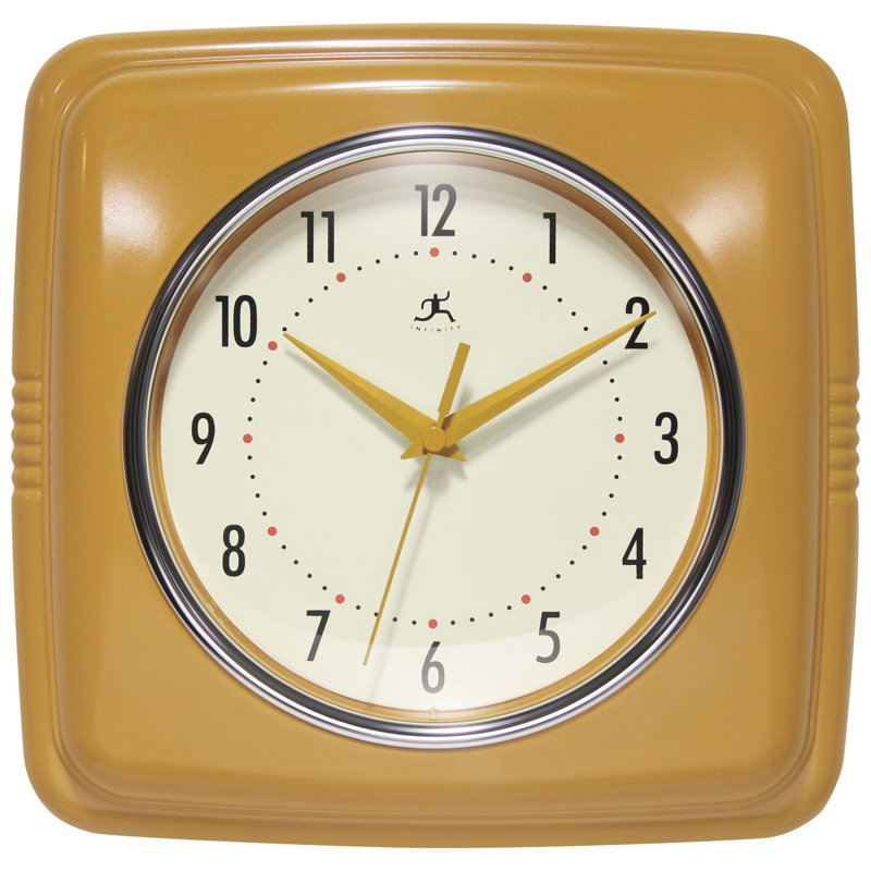 Orrwell Square Plastic Wall Clock 9.25 Inches, Saffron