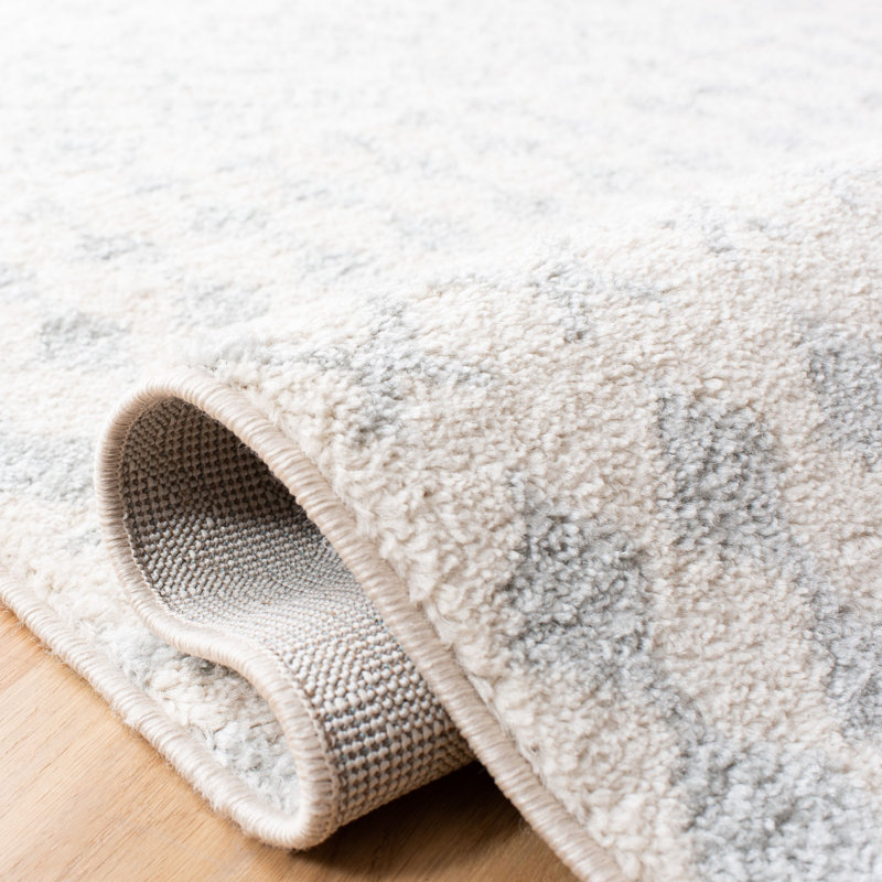 Lorenco Southwestern Ivory/LightGray/Green Area Rug, Square 6'7"