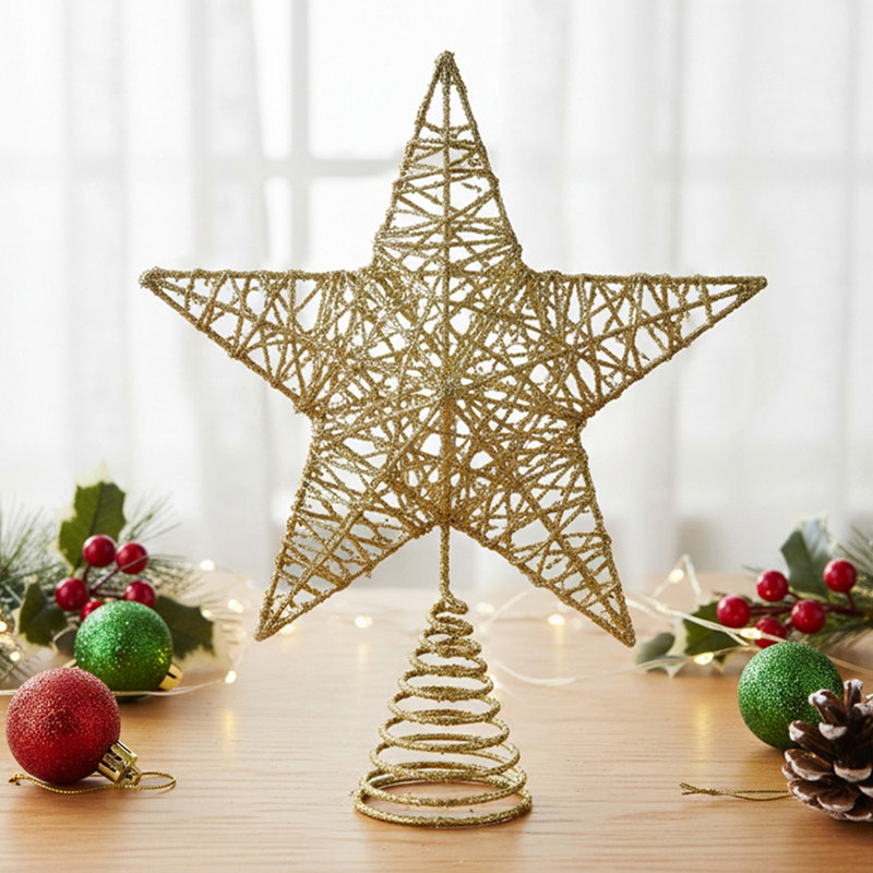 Star Tree Topper, 28cm H x 25cm W, Gold