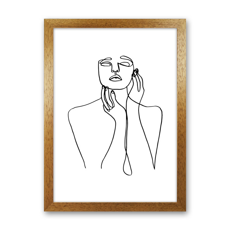 Touching Face With Hand's - Print, 88cm H x 64cm W x 3cm D, Oak Frame