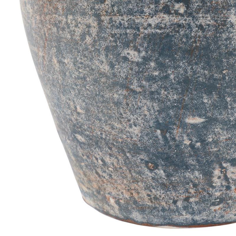 Vase de table Kenith, 9", Bleu / rayé
