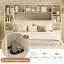 Lit plateforme en bois avec tablette de rangement et 2 stations de charge, cadre de lit avec 3 tiroirs-1459994924