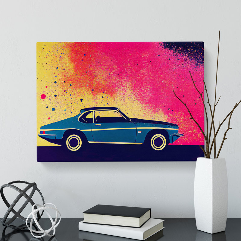 Retro Car Splash - Wrapped Canvas Print, 35cm H x 50cm W x 3cm D
