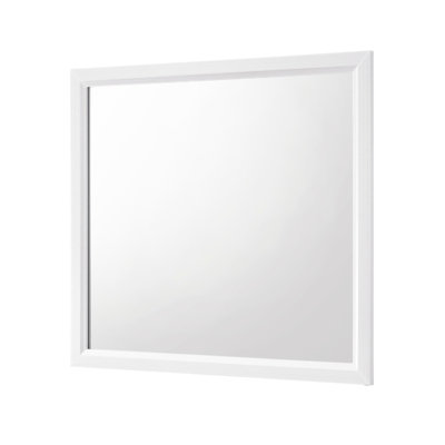 Ameya Dresser Mirror, Framed Design, Printed White Wood Grain, 36X39