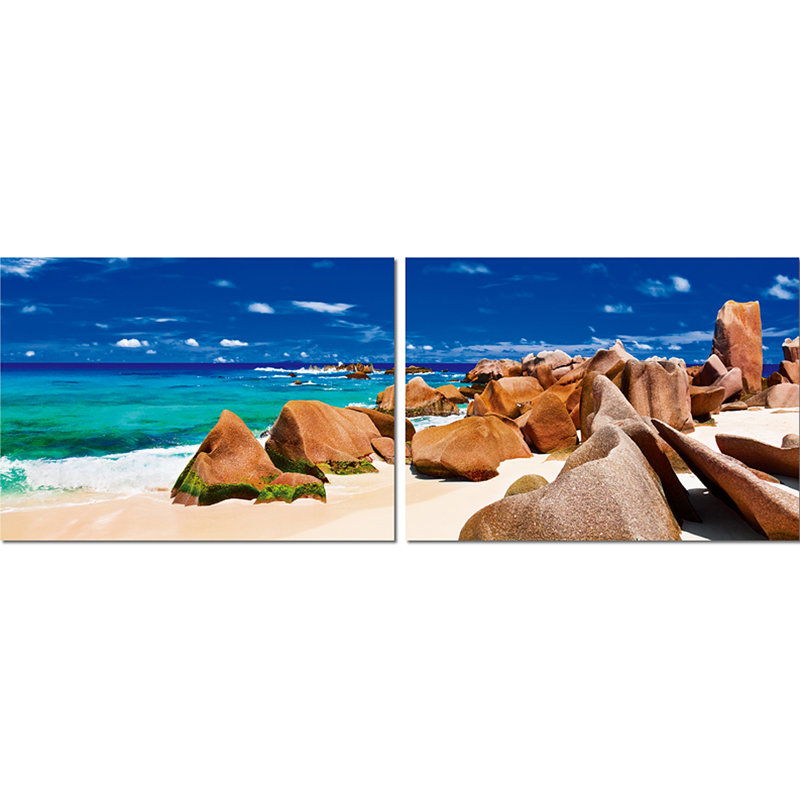 Tasmanian Tide Multicolor Coastal Canvas Diptych