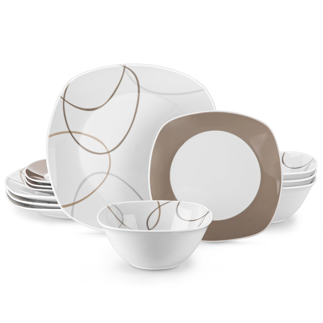 12 Piece Porcelain Dinnerware Sets, Service for 4