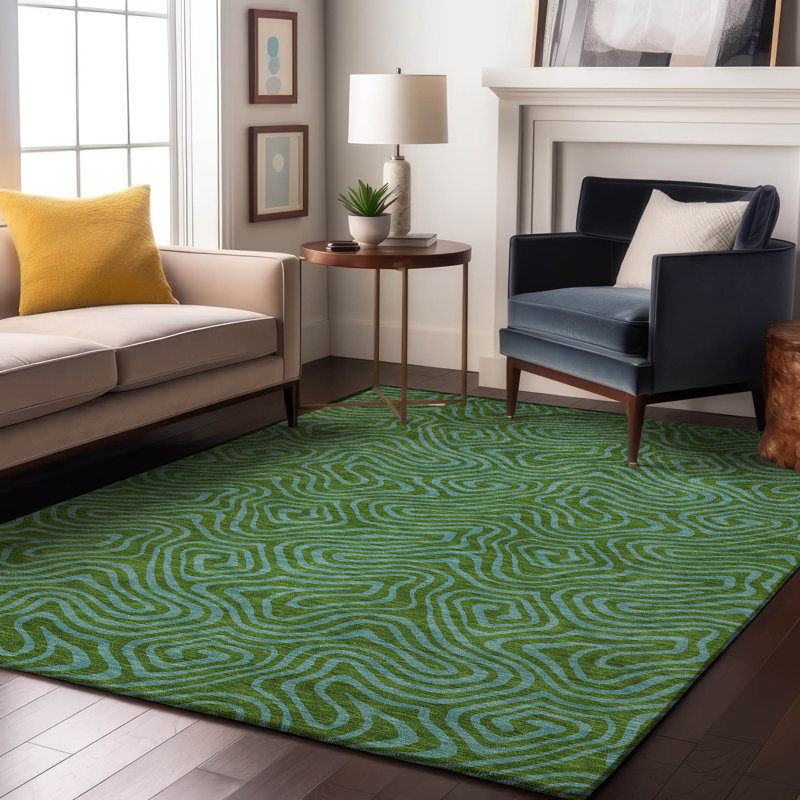 Premium Machine Washable Birchview AMF1031 Swirls Rug, Rectangle 8' x 10'