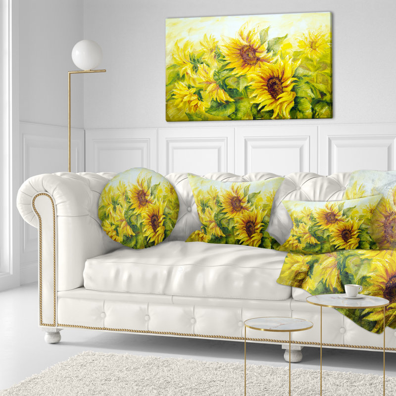 Coussin décoratif fleur de soleil brillant, 12 po x 20 po, Coussin lombaire