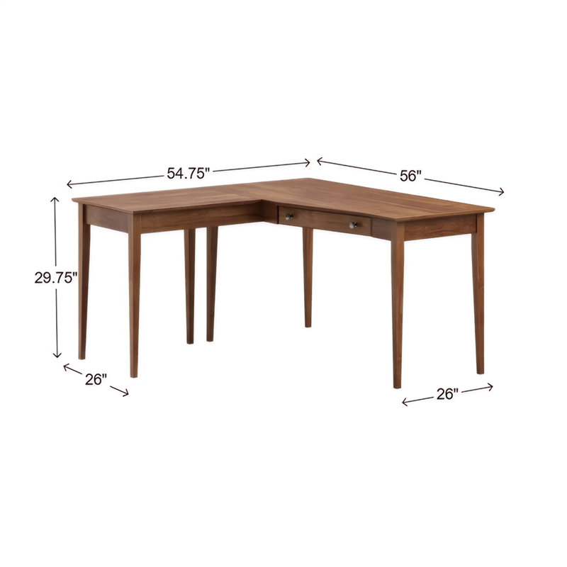 Bureau en bois massif gauche Malani, Brun toscan