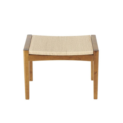 Handerson Wood Handmade Traditional Brown Stool with Rope Wrapped Seat