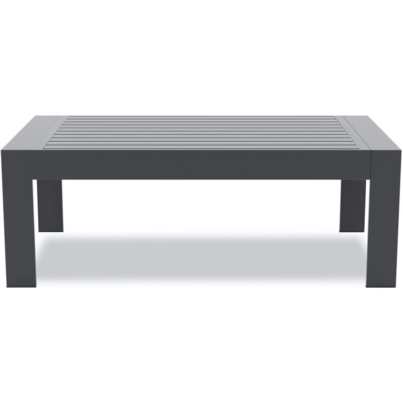 Rectangular Metal Outdoor Coffee Table , 109.2cm W 61cm D, Dark Grey
