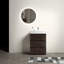 Meuble-lavabo 24 po en noyer de style moderne autoportant, grand espace de rangement, lavabo blanc, glissières de tiroir silencieuses, rangement pré-assemblé à l'intérieur,