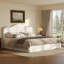 Grand lit plateforme tapissier, beige
