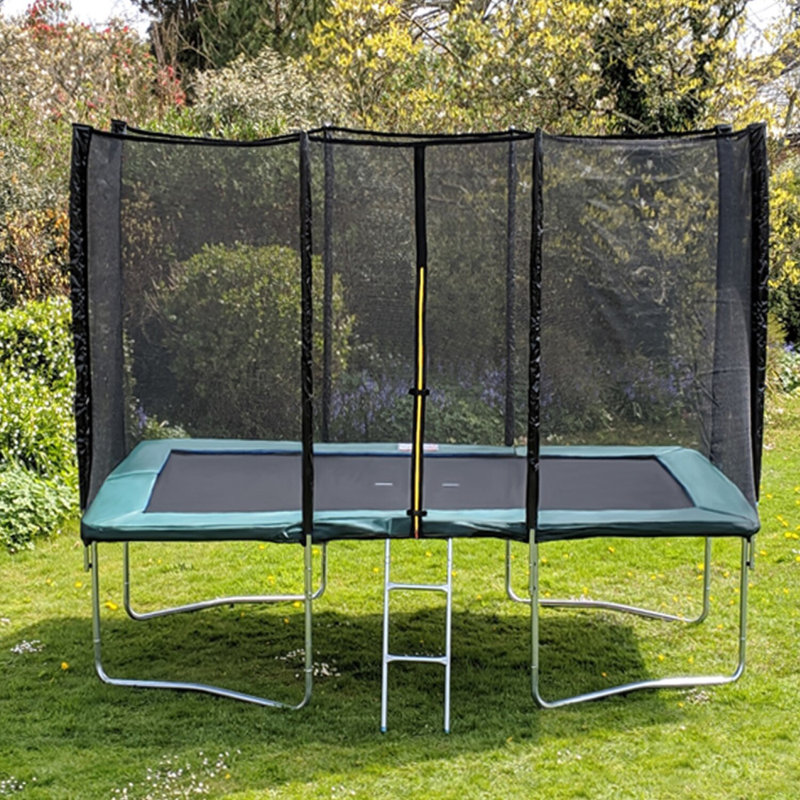 Freeport Park 365cm x 244cm Rectangle Backyard Trampoline with Safety Enclosure, Green