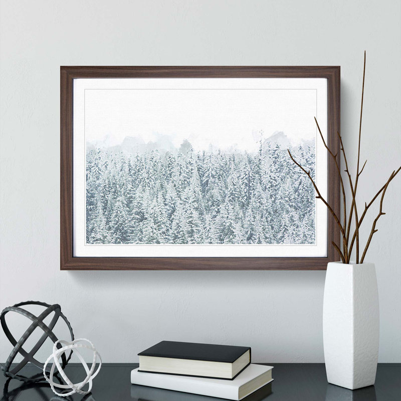 Winter Forest in Abstract - Picture Frame Graphic Art Print, Walnut, 35cm H x 50cm W x 2cm D