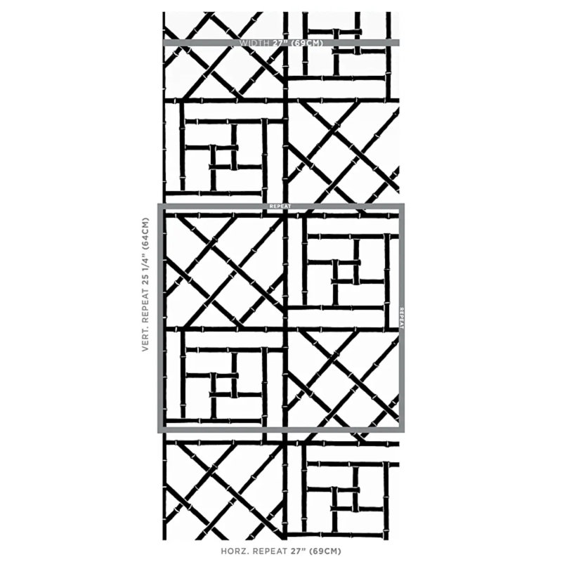 Schumacher x Cristina Buckley Trellis Wallpaper, Black
