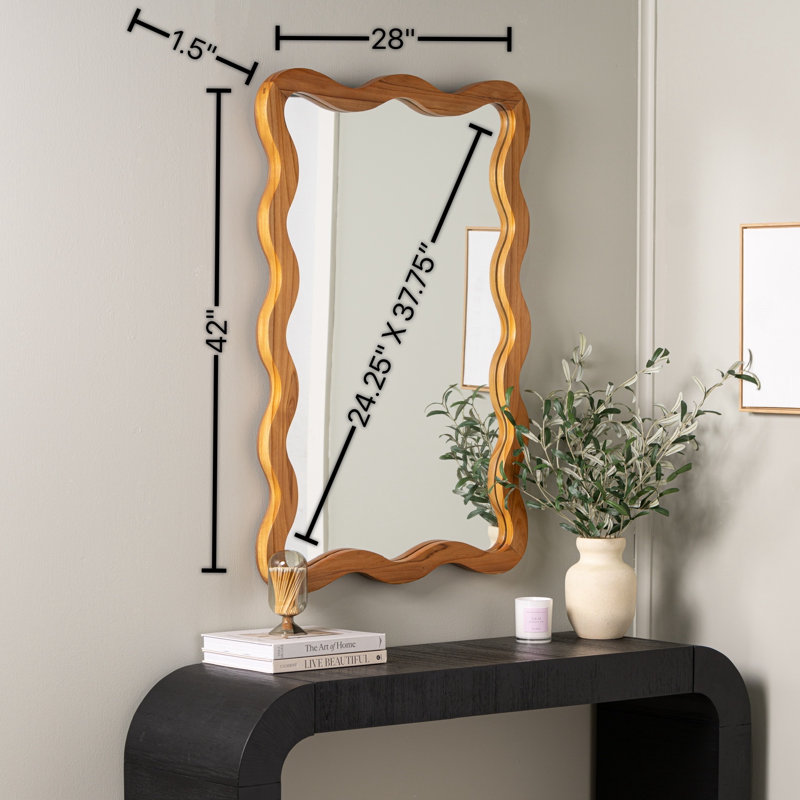 Reagan Natural Wall Mirror, Oak Wood