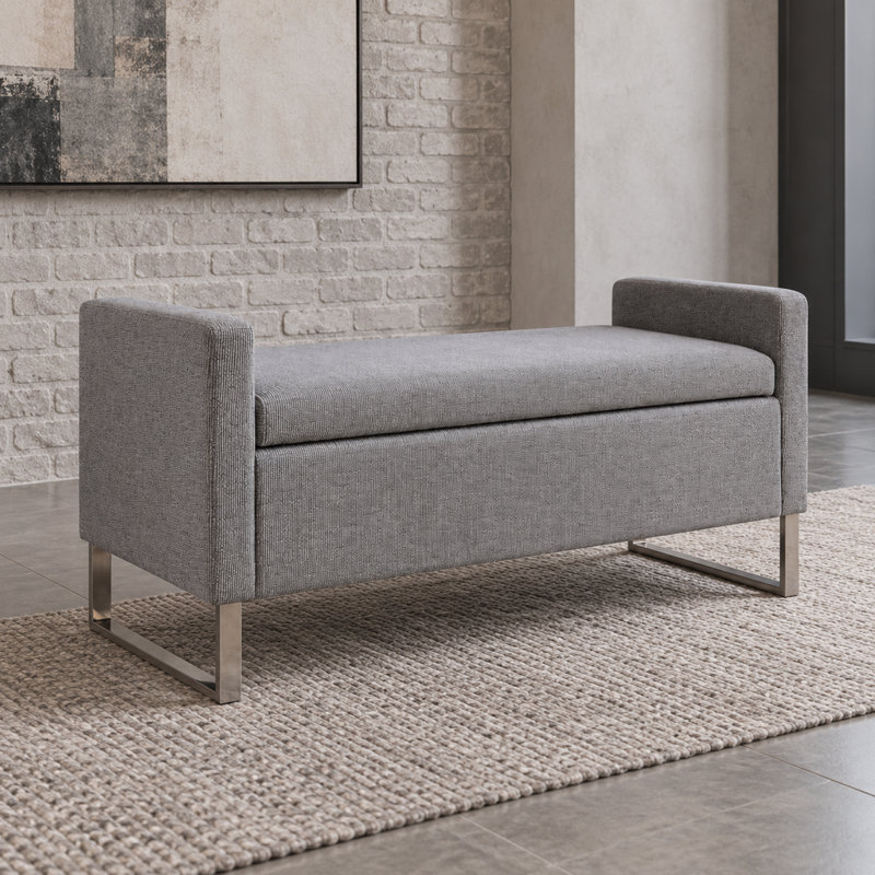 Banc rembourré avec repose-pieds, entrée 47 po et banc de bout avec base en métal pour le salon